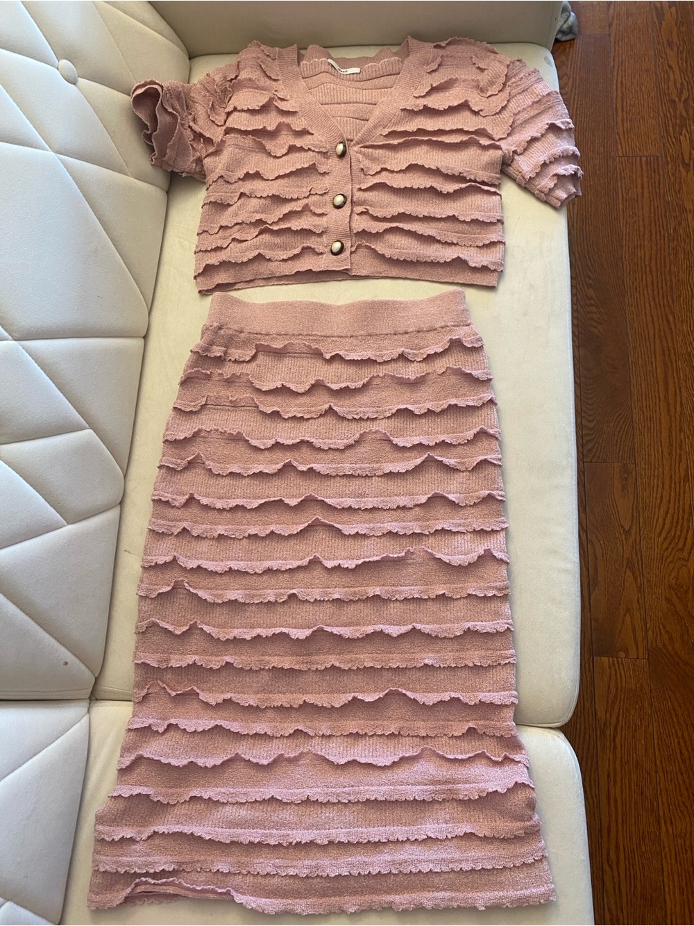 Women's Pink Ruffle Knit Skirt